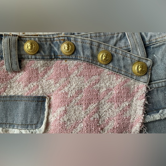 Pink tweed denim mini skirt 🩷 - Picture 4 of 10